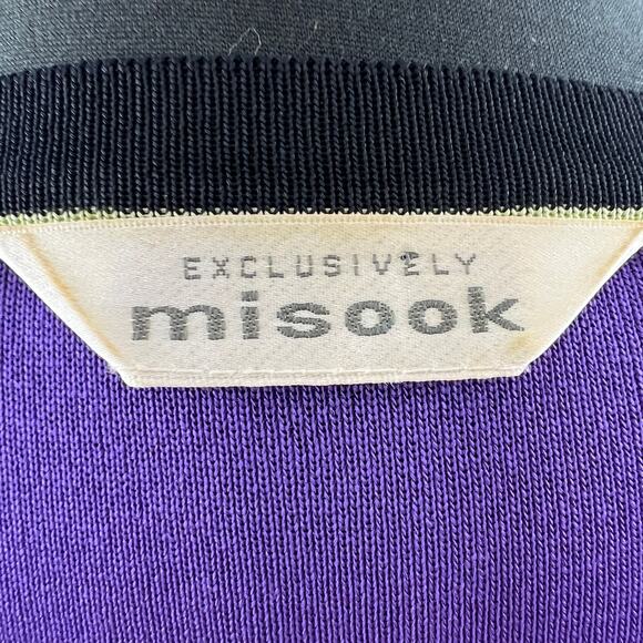MISOOK Purple Black Open Cardigan Sweater Side Slit Round Neck M L ? - Picture 6 of 6